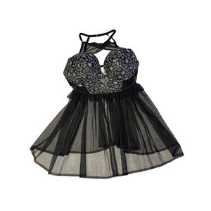 VICTORIA’S SECRET Body/ Base Black & Silver Women’s Lingerie SZ. (36D) NWOT.